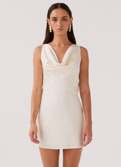 Be Mine Satin Mini Dress - Ivory